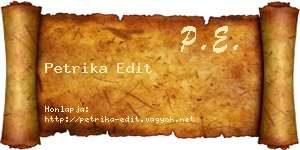 Petrika Edit névjegykártya
